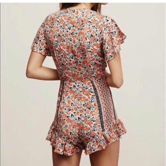 Free People Surf Date Cut Out Floral Romper 10 - Picture 8 of 8